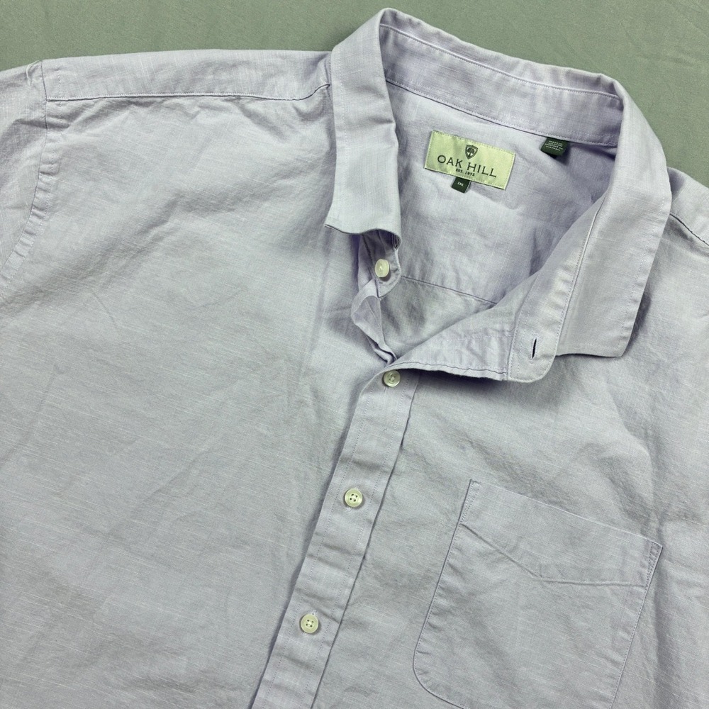 Oak Hill Button Down Shirt Mens 3XL Lavender Short Sleeve Casual Big & Tall
